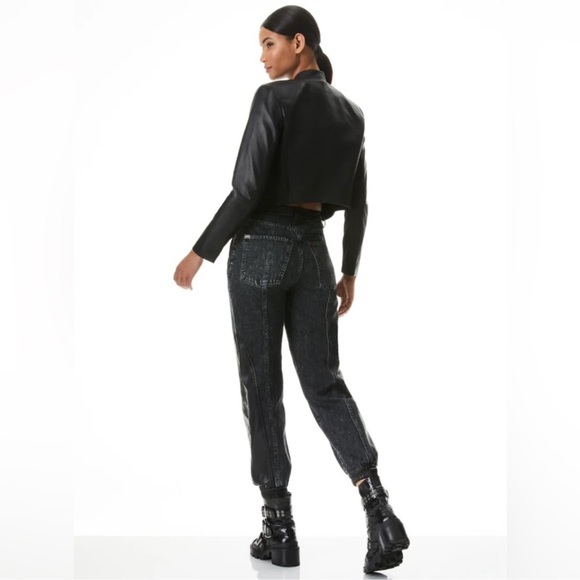 NWOT Alice + Olivia Harvey Black Lamb Leather Women's Jacket - Picture 2 of 11